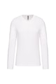 Heren T-shirt lange mouw V Hals Kariban K358 WHITE